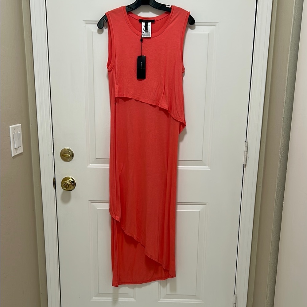 BCBGMaxAzria Pink Asymmetrical Ruffled Sheath Dress